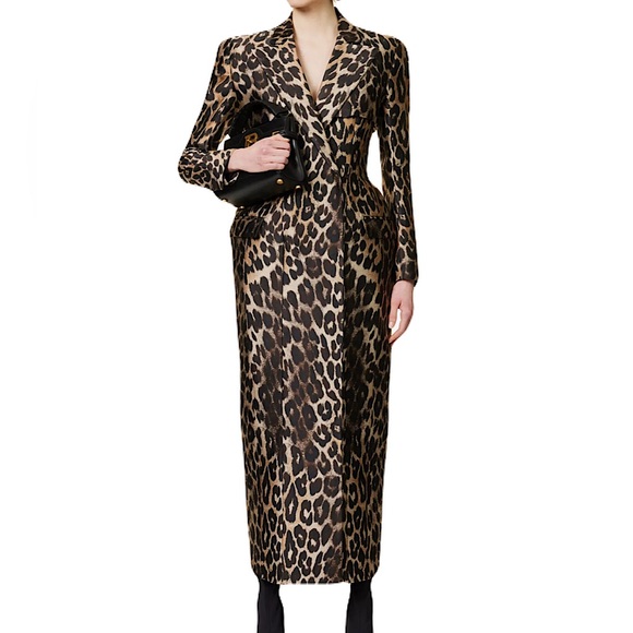 Balmain Jackets & Blazers - BALMAIN Leopard-print padded-shoulders woven coat